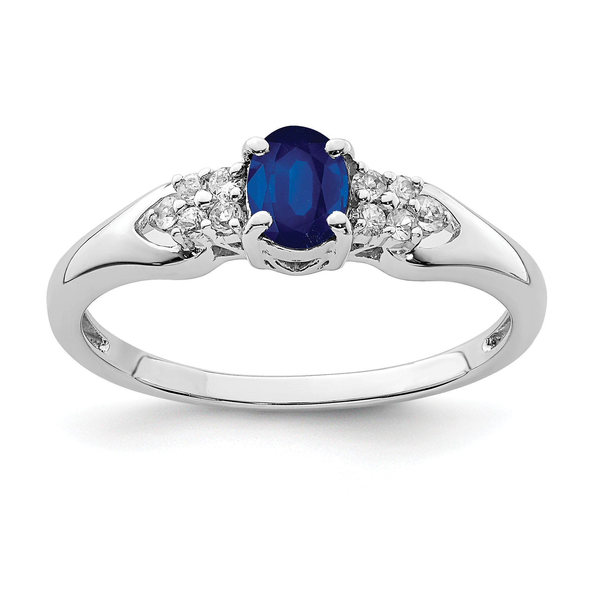 Sterling Silver Rhodium-plated Blue and White Sapphire Ring (QR6383S-6)