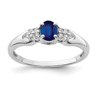 Sterling Silver Rhodium-plated Blue and White Sapphire Ring view 1