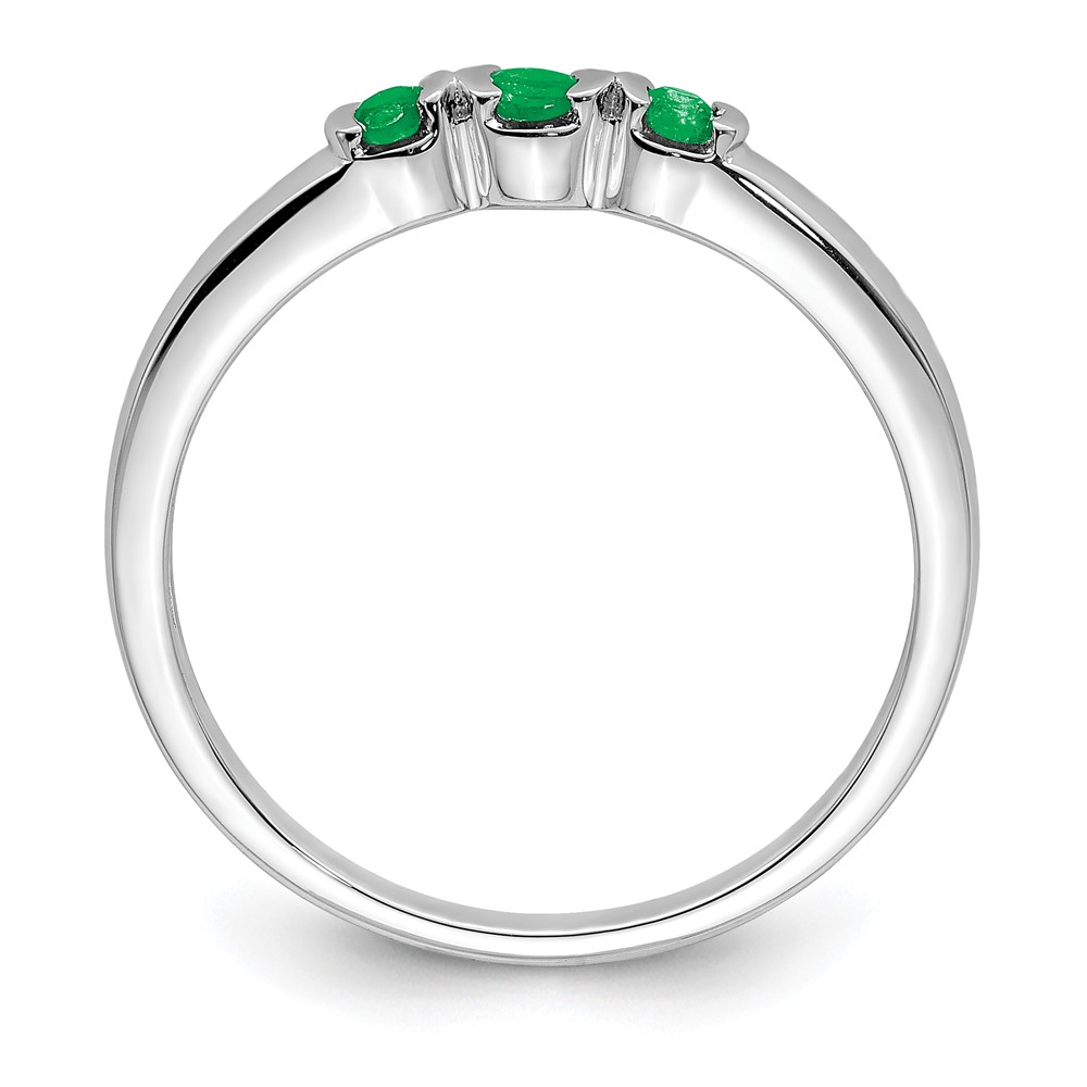 Sterling Silver Rhodium-plated Polished Emerald 3 Stone Ring (QR6384E-8)