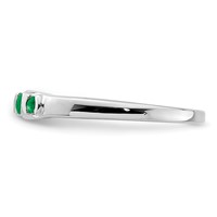 Sterling Silver Rhodium-plated Polished Emerald 3 Stone Ring view 4