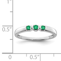 Sterling Silver Rhodium-plated Polished Emerald 3 Stone Ring view 3