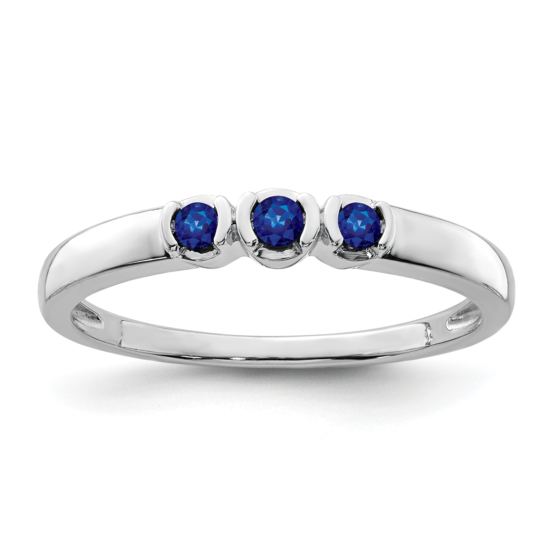 Sterling Silver Rhodium-plated Polished Sapphire Ring (QR6384S-7)