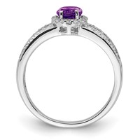 Sterling Silver Rhodium-plated Polished Amethyst & White Topaz Ring view 2