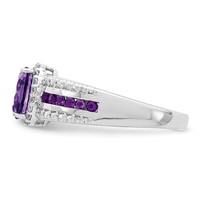 Sterling Silver Rhodium-plated Polished Amethyst & White Topaz Ring view 4