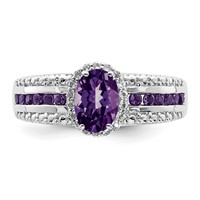 Sterling Silver Rhodium-plated Polished Amethyst & White Topaz Ring view 5