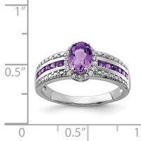 Sterling Silver Rhodium-plated Polished Amethyst & White Topaz Ring view 3