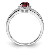 Sterling Silver Rhodium-plated Garnet and White Topaz Ring view 2