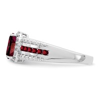 Sterling Silver Rhodium-plated Garnet and White Topaz Ring view 4