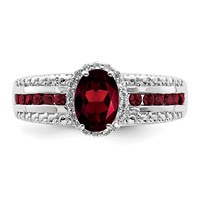 Sterling Silver Rhodium-plated Garnet and White Topaz Ring view 5