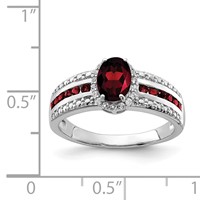 Sterling Silver Rhodium-plated Garnet and White Topaz Ring view 3