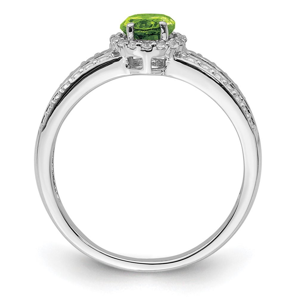 Sterling Silver Rhodium Polished Peridot & White Topaz Ring (QR6385PE-7)