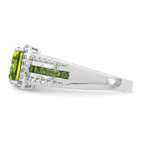 Sterling Silver Rhodium Polished Peridot & White Topaz Ring view 3