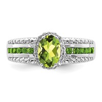 Sterling Silver Rhodium Polished Peridot & White Topaz Ring view 5