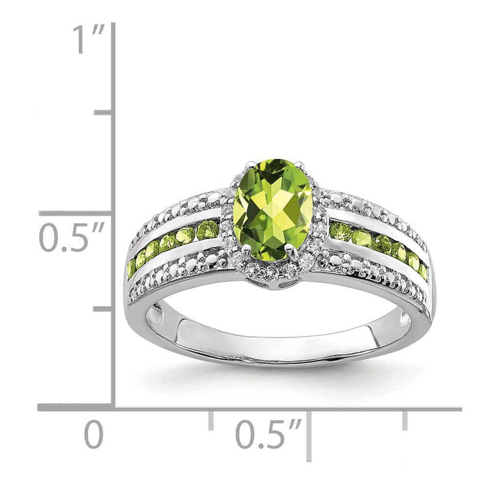 Sterling Silver Rhodium Polished Peridot & White Topaz Ring (QR6385PE-7)