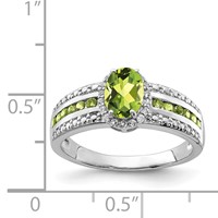 Sterling Silver Rhodium Polished Peridot & White Topaz Ring view 4