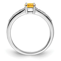 Sterling Silver Rhodium-plated Citrine and White Topaz Ring view 2