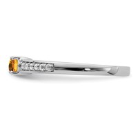 Sterling Silver Rhodium-plated Citrine and White Topaz Ring view 3