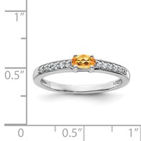 Sterling Silver Rhodium-plated Citrine and White Topaz Ring view 4