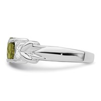 Sterling Silver Rhodium Peridot & CZ Ring view 4