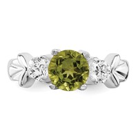 Sterling Silver Rhodium Peridot & CZ Ring view 5