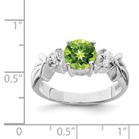 Sterling Silver Rhodium Peridot & CZ Ring view 3