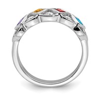 SS Rhodium-plated Ring with CZ Amethyst, Citrine, Garnet & Blue Topaz view 2