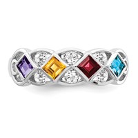 SS Rhodium-plated Ring with CZ Amethyst, Citrine, Garnet & Blue Topaz view 5