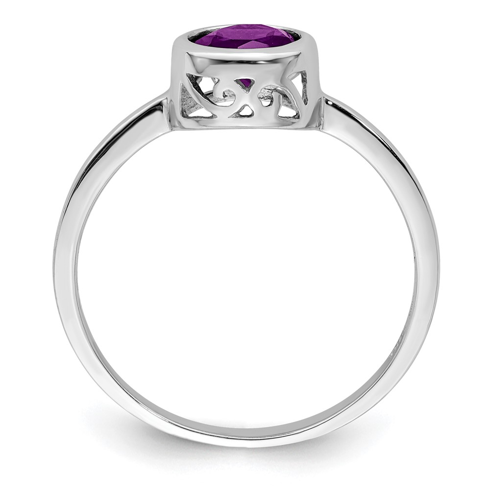 Sterling Silver Rhodium-plated Polished Amethyst Round Ring (QR6399AM-7)