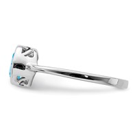 Sterling Silver Rhodium-plated Polished Blue Topaz Round Ring view 3