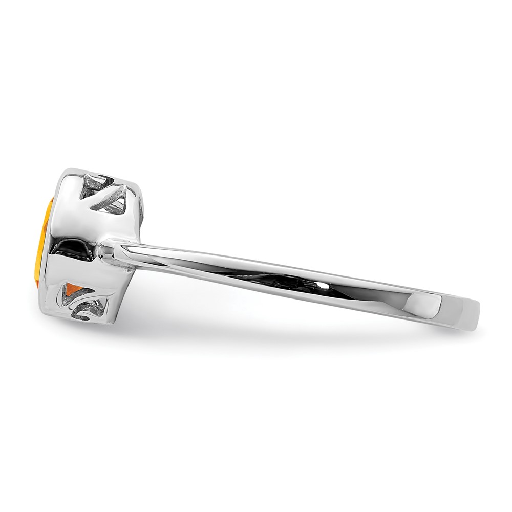 Sterling Silver Rhodium-plated Polished Citrine Round Ring (QR6399CI-6)