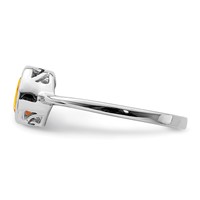 Sterling Silver Rhodium-plated Polished Citrine Round Ring view 3