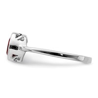 Sterling Silver Rhodium-plated Polished Garnet Round Ring view 3