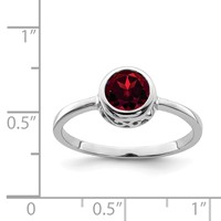 Sterling Silver Rhodium-plated Polished Garnet Round Ring view 4