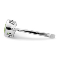 Sterling Silver Rhodium-plated Polished Peridot Round Ring view 3