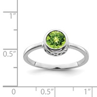 Sterling Silver Rhodium-plated Polished Peridot Round Ring view 4
