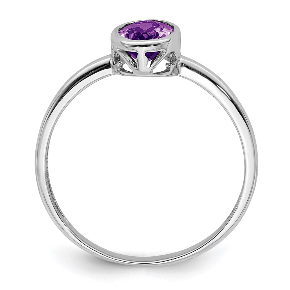 Sterling Silver Rhodium-plated Polished Amethyst Oval Ring (QR6400AM-8)