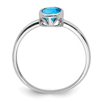 Sterling Silver Rhodium-plated Polished Blue Topaz Oval Ring view 2