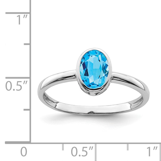 Sterling Silver Rhodium-plated Polished Gemstone Oval Ring