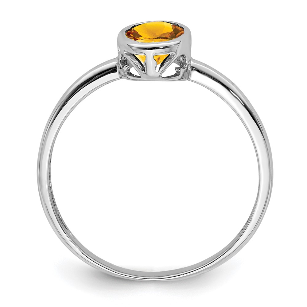 Sterling Silver Rhodium-plated Polished Citrine Oval Ring (QR6400CI-6)