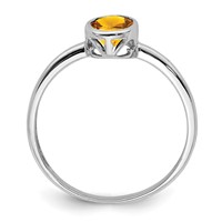 Sterling Silver Rhodium-plated Polished Citrine Oval Ring view 2