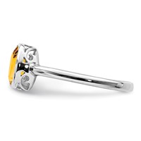 Sterling Silver Rhodium-plated Polished Citrine Oval Ring view 3