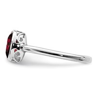 Sterling Silver Rhodium-plated Polished Garnet Oval Ring view 3