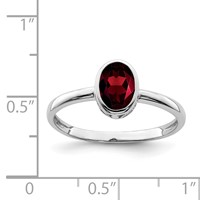 Sterling Silver Rhodium-plated Polished Garnet Oval Ring view 4