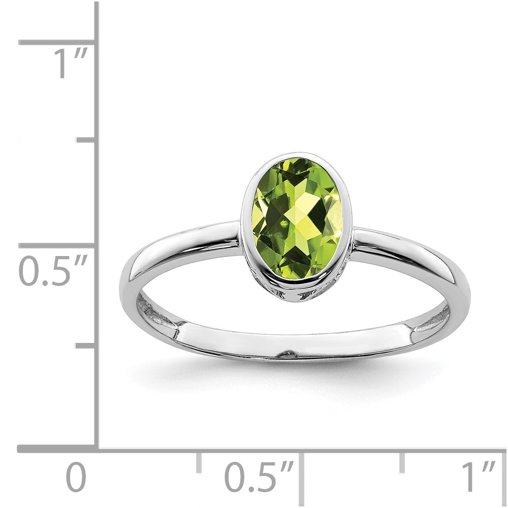 Sterling Silver Rhodium-plated Polished Peridot Oval Ring (QR6400PE-6)