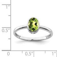 Sterling Silver Rhodium-plated Polished Peridot Oval Ring view 4