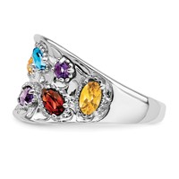Sterling Silver Rhodium-plt Amethyst Citrine Blue Topaz Garnet Peridot Ring view 3