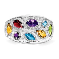 Sterling Silver Rhodium-plt Amethyst Citrine Blue Topaz Garnet Peridot Ring view 5