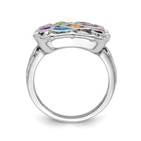 Sterling Silver Rhodium-plated Multi Gemstone Ring view 2