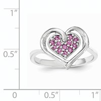 Sterling Silver & Rhodolite Garnet Heart Ring view 3