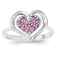 Sterling Silver & Rhodolite Garnet Heart Ring view 1